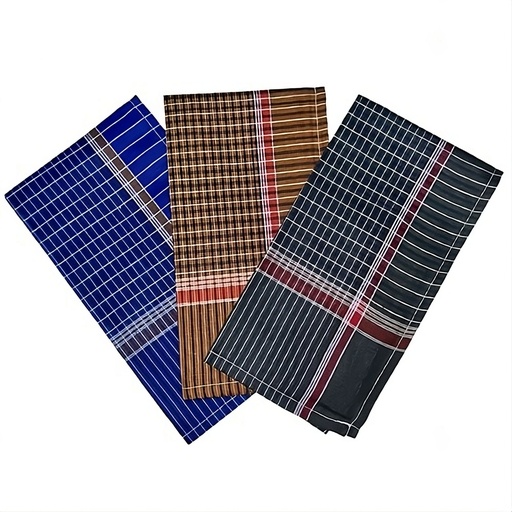 Dark Colors Check Print Handkerchiefs 100% Cotton For Men - Soft, 24x24 Inch (Set Of 12 Pcs.)