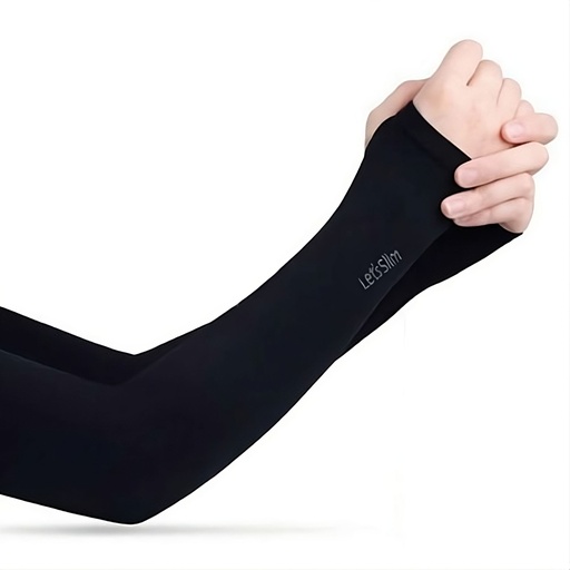 Let's Slim Unisex Cooling Arm Sleeves UV-Cut Protection - Multipurpose Gloves, Black Color