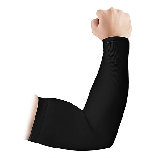 UV Sun Protection Cooling UPF 50 Compression Arm Sleeves - Multipurpose, Black Color Set